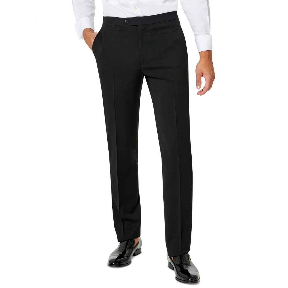 Modern-Fit Flex Stretch Black Tuxedo Pants pour Hommes