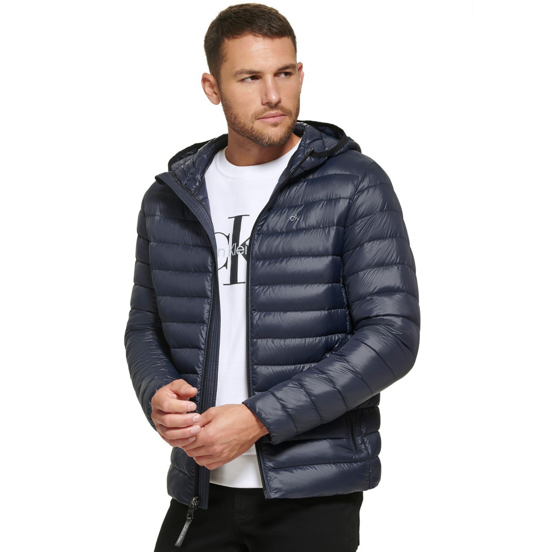 'Hooded & Packable' Gesteppte Jacke für Herren