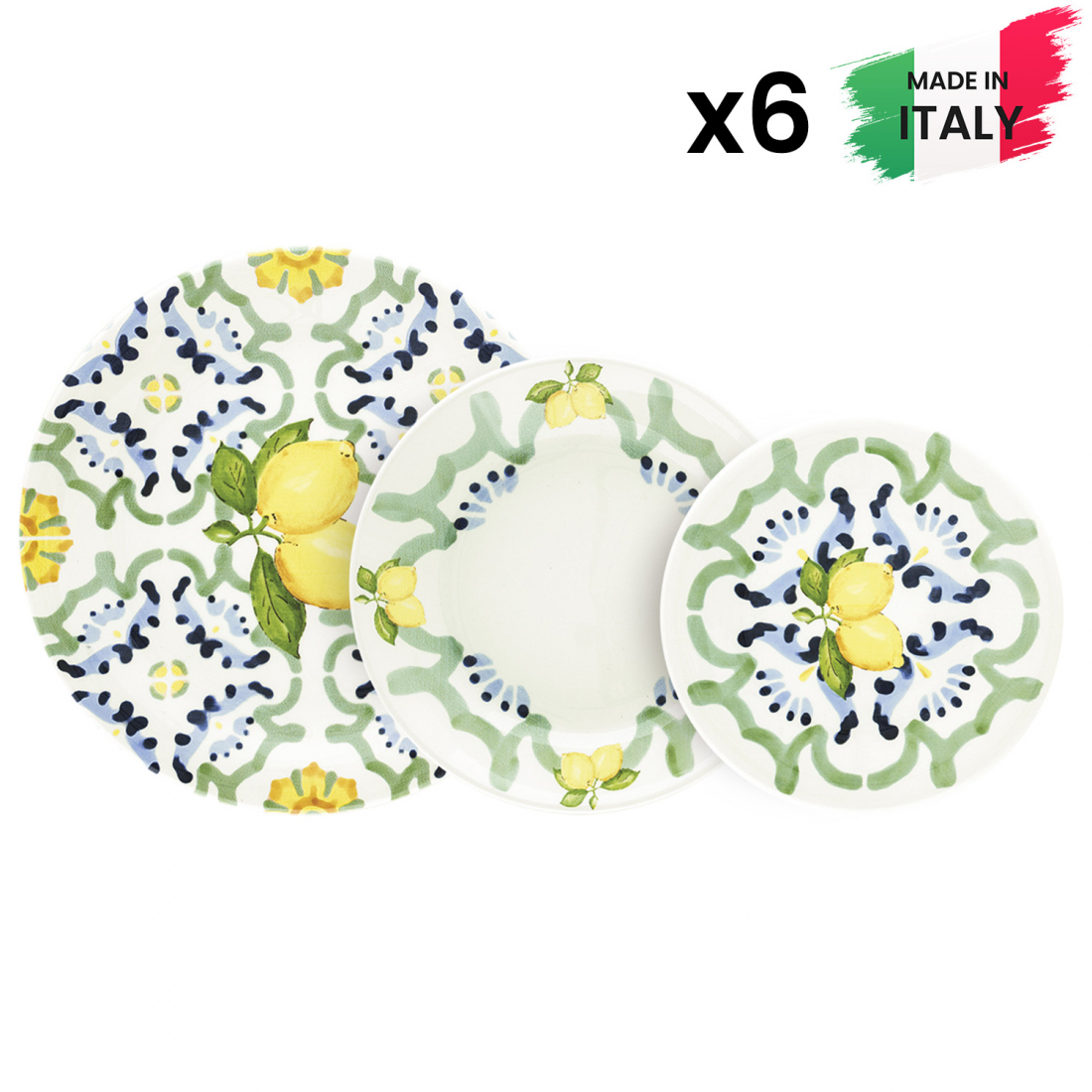 'Amalfi' Plate Set - 18 Pieces