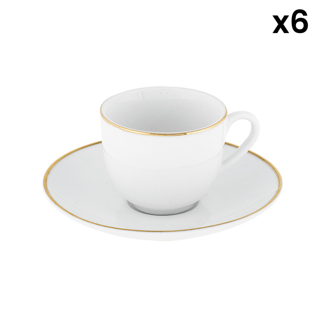 'Gold Chic' Coffee Cup & Saucer Set - 80 ml, 12 Pieces