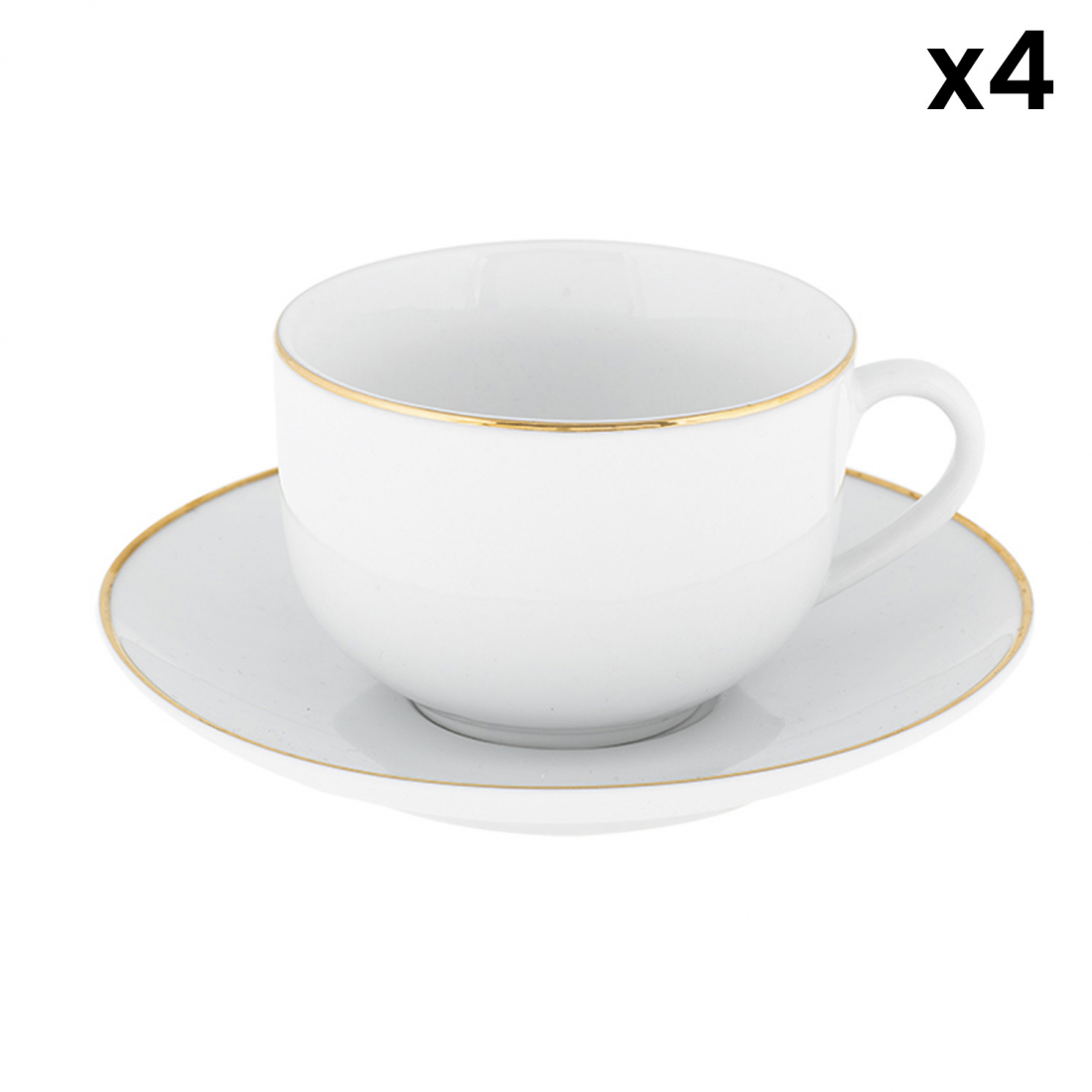 'Gold Chic' Tea Cup + Saucer - 80 ml, 8 Pieces