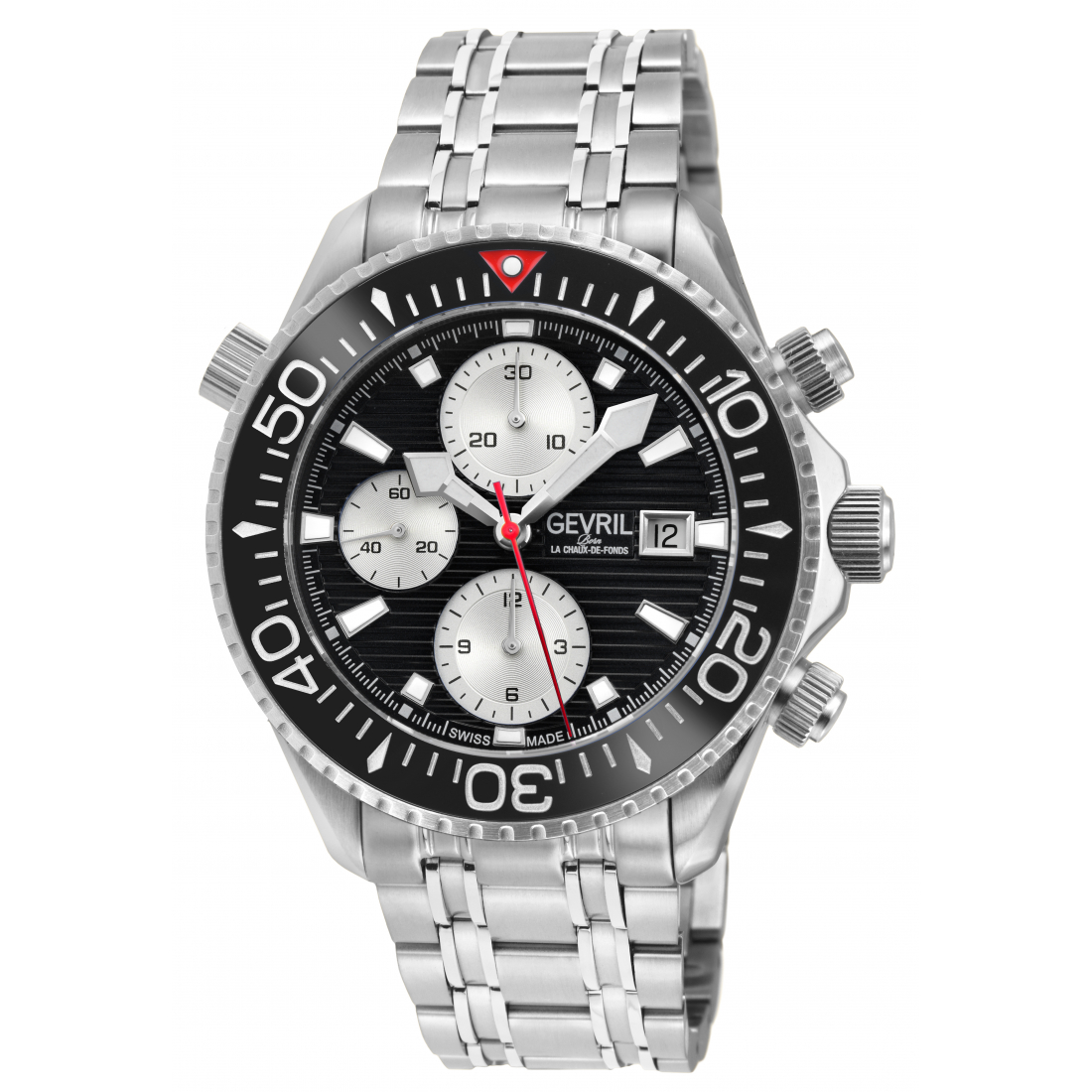 Men's Hudson Yards Chronograph  Swiss Automatic, 316L Stainless Steel Case, Black Enamel Dial,316L Stainless Steel Bracelet Wat