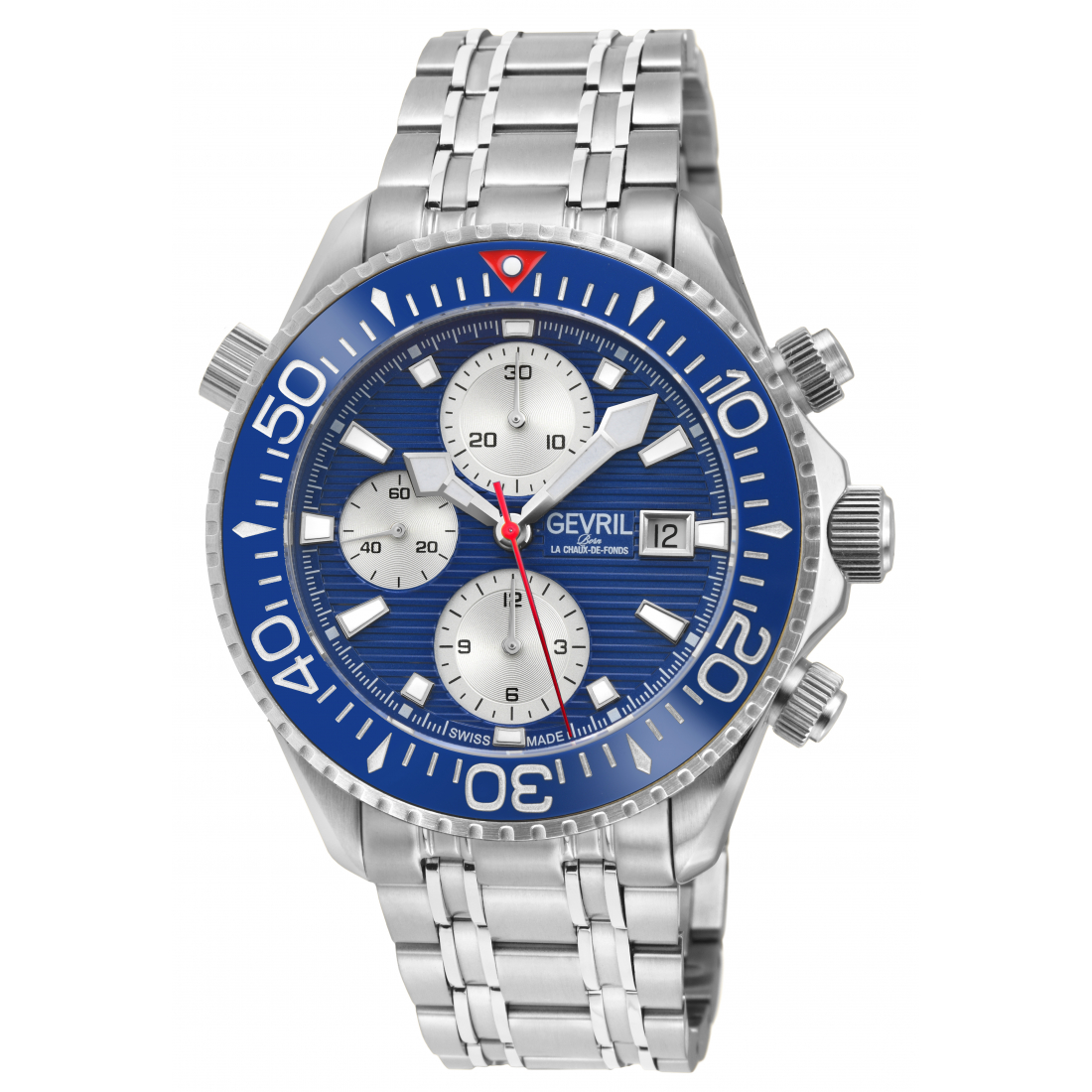 Men's Hudson Yards Chronograph Swiss Automatic, 316L Stainless Steel Case, Blue Enamel Dial,316L Stainless Steel Bracelet Watch