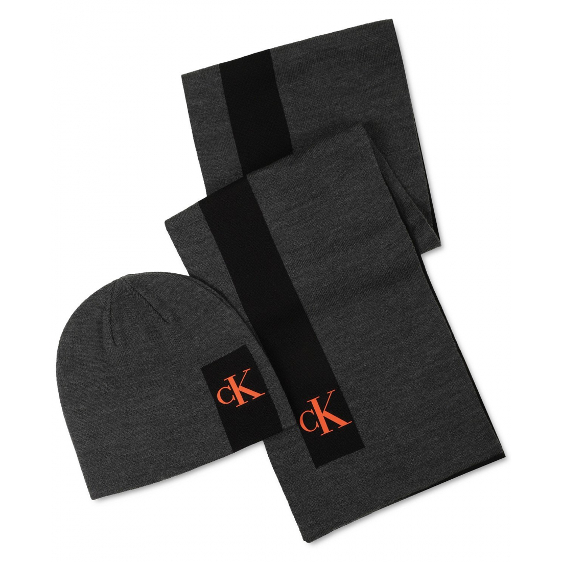 'Silicone CK Monogram Logo Scarf & Beanie Hat Set' pour Hommes