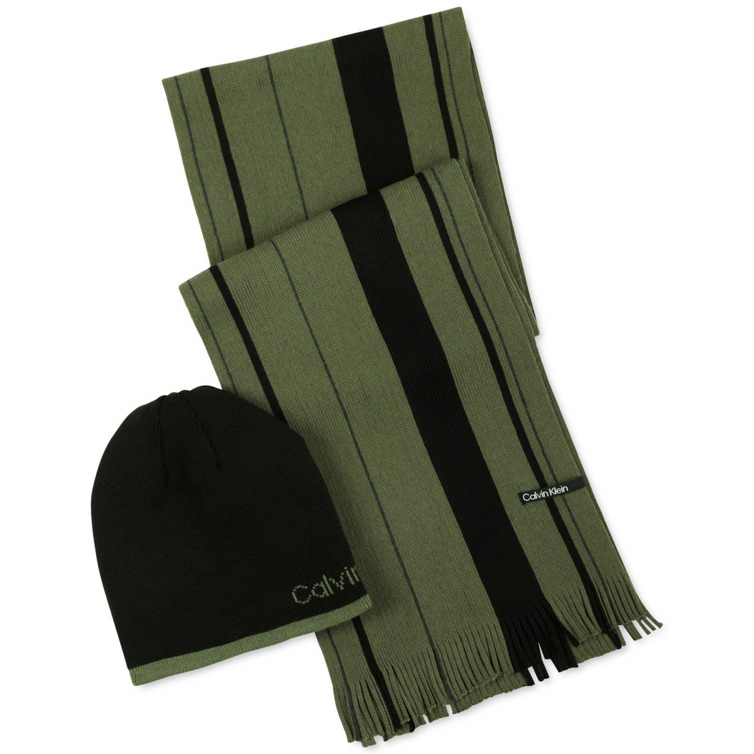 'Reversible Beanie & Striped Scarf Set' pour Hommes