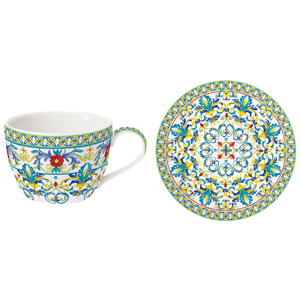 Set 6 Porcelain Coffee Cup & Saucer 110ml. Mediterraneo