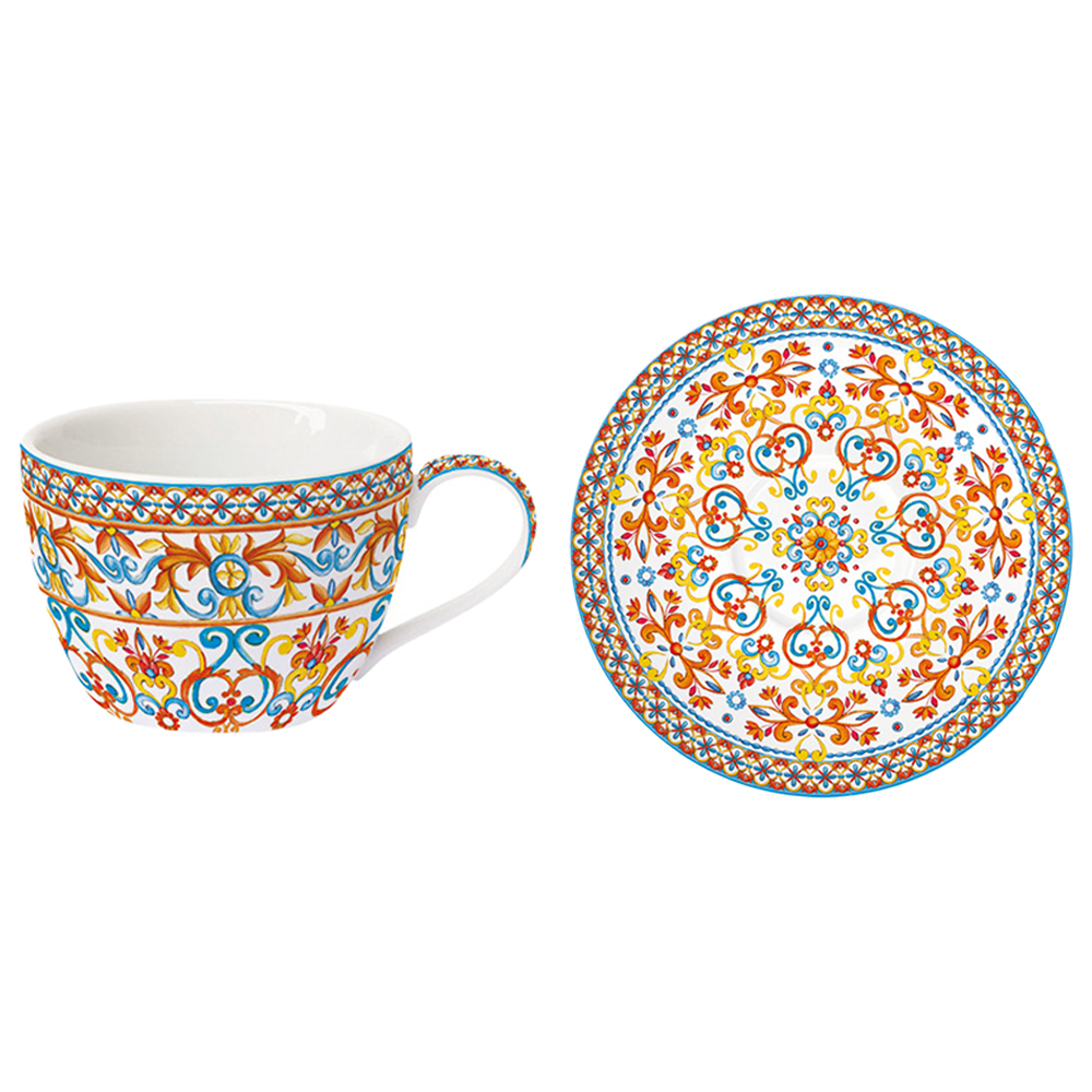 Porcelain Coffee Cup & Saucer 110ml. Mediterraneo