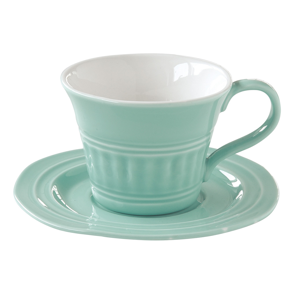 Set 6 Porcelain Breakfast Cups & Saucers