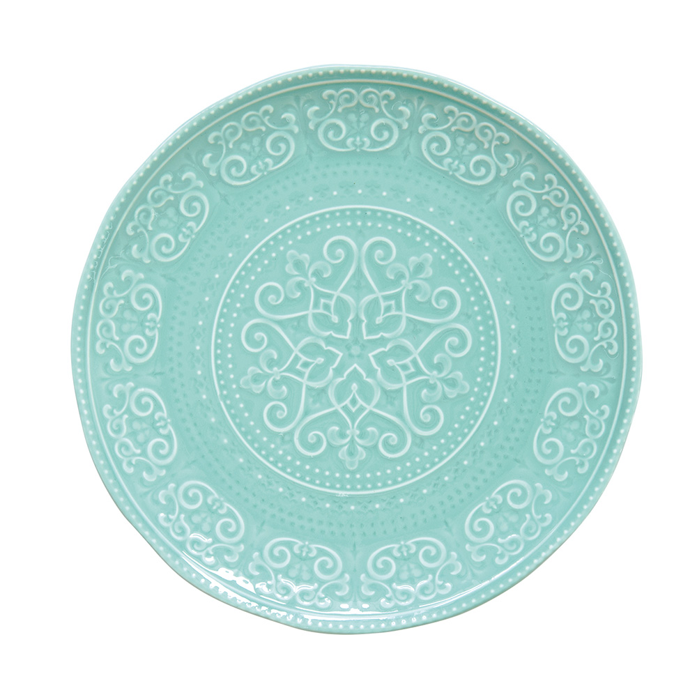 Set 6 Porcelain Embossed Dinner Plates