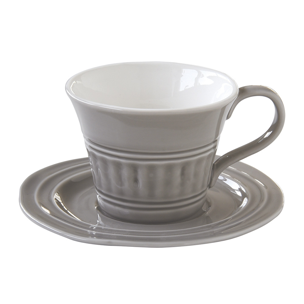 Set 6 Porcelain Breakfast Cups & Saucers