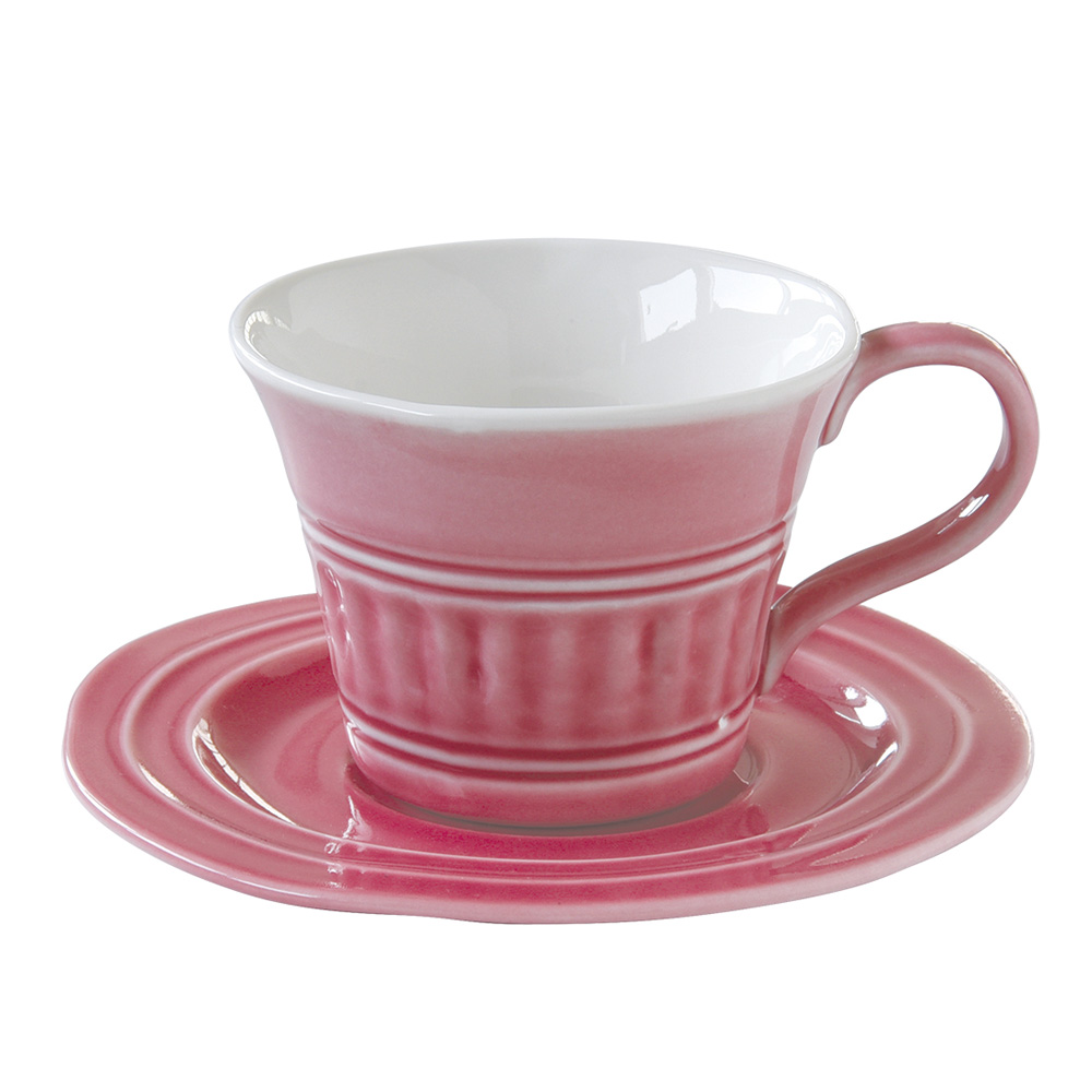 Set 6 Porcelain Breakfast Cups & Saucers - Chic Deep