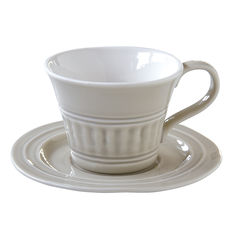 Set 6 Porcelain Breakfast Cups & Saucers