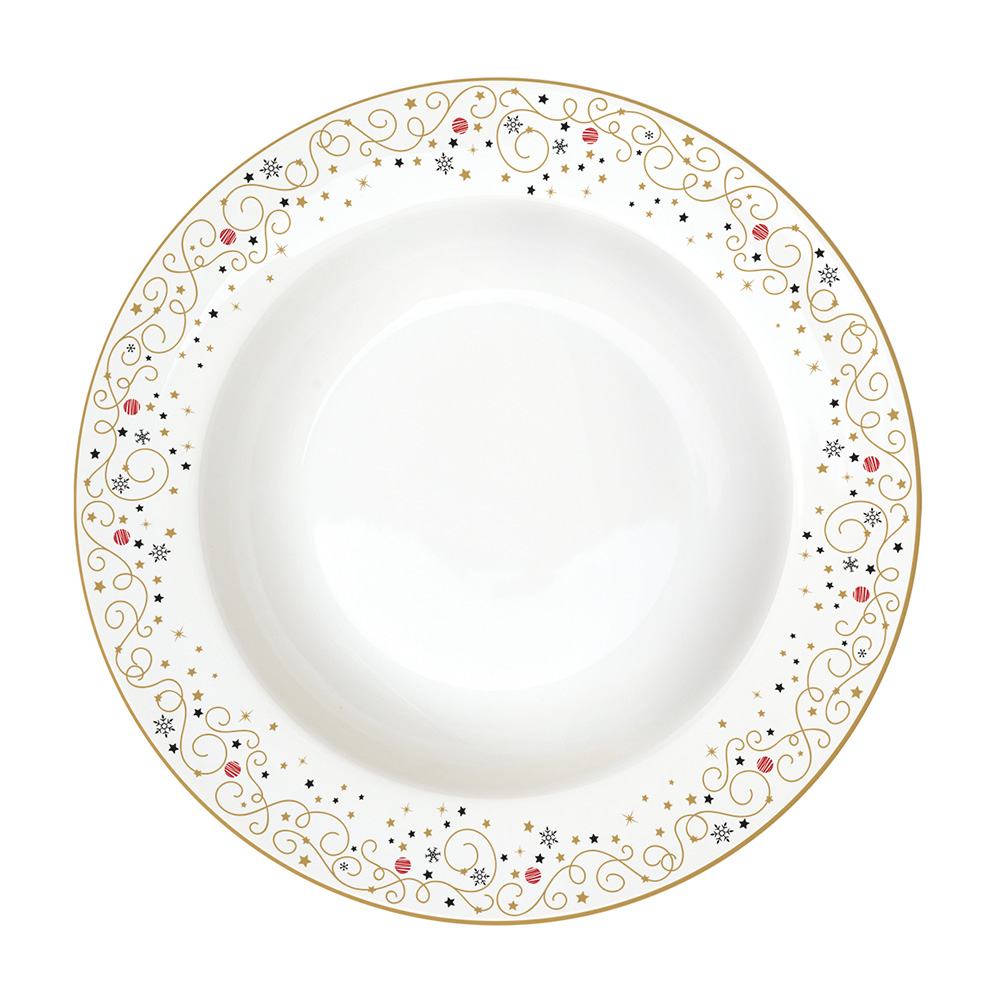 Coffret 6 Assiettes Creuses En Porcelaine Ø 21,5 cm Joyeux Noël