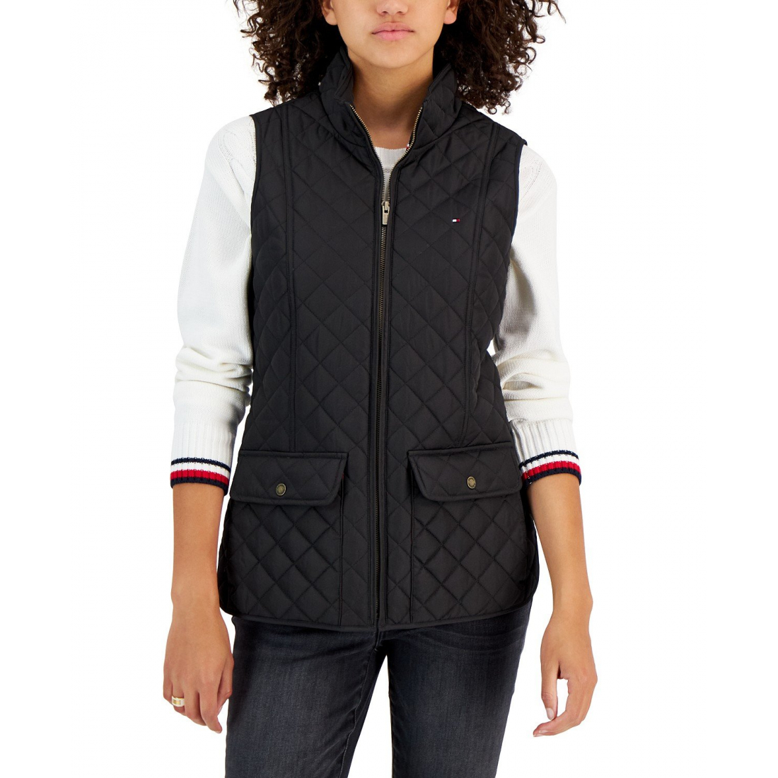 Quilted Zip Front Vest pour Femmes