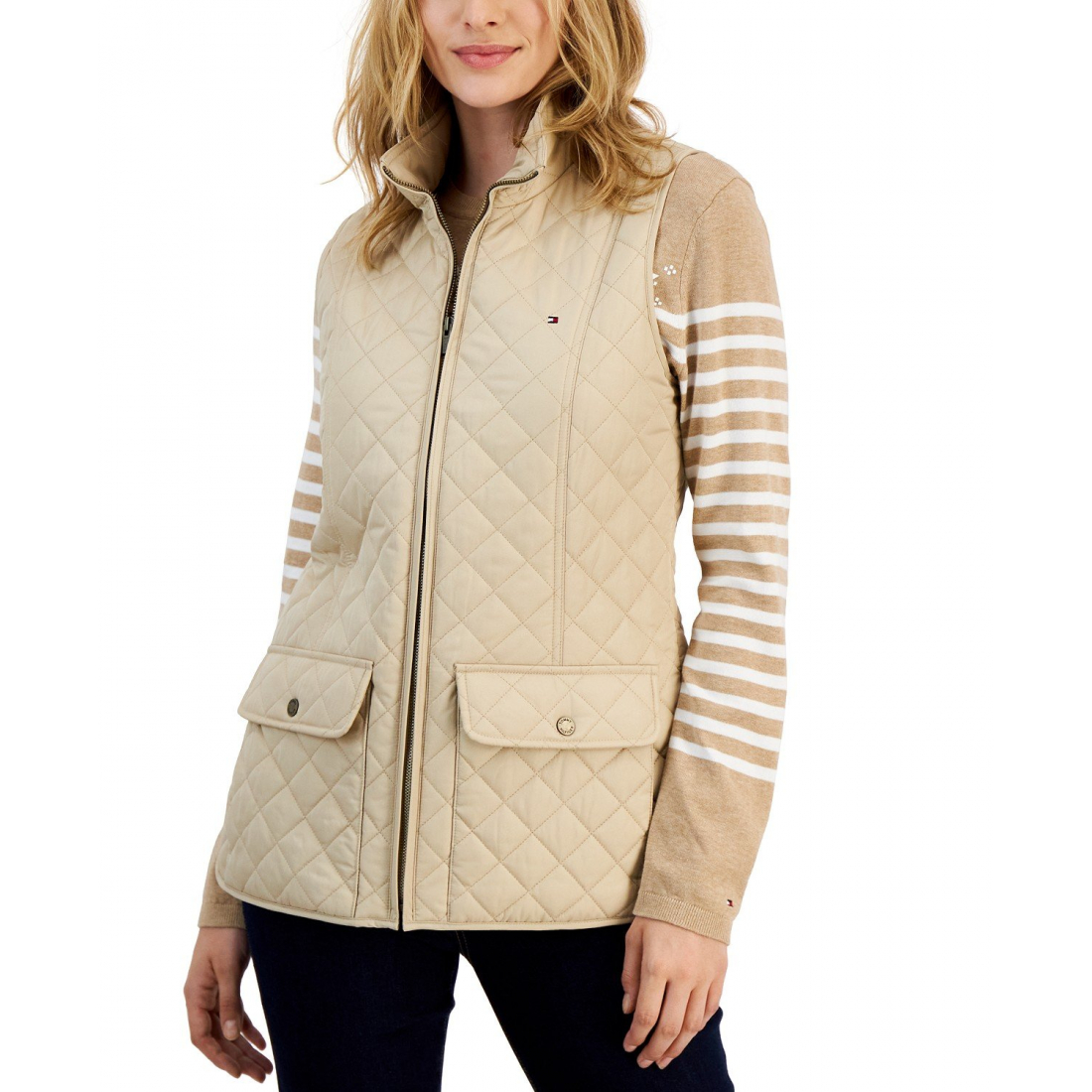 Quilted Zip Front Vest für Damen