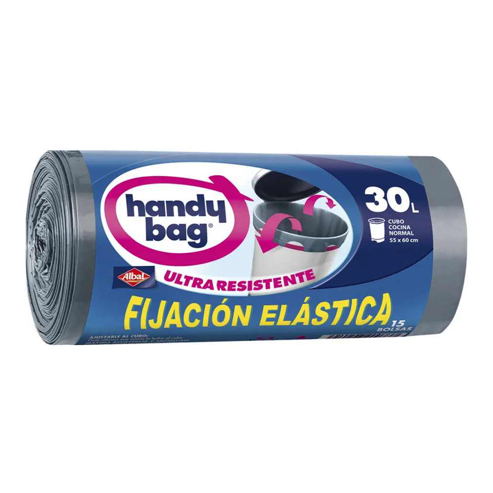 'Handy Elastic Fixing' Garbage Bags - 30 L, 15 Pieces