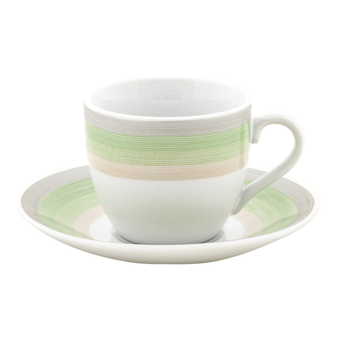 'Sage' Coffee Cup & Saucer Set - 80 ml, 12 Pieces