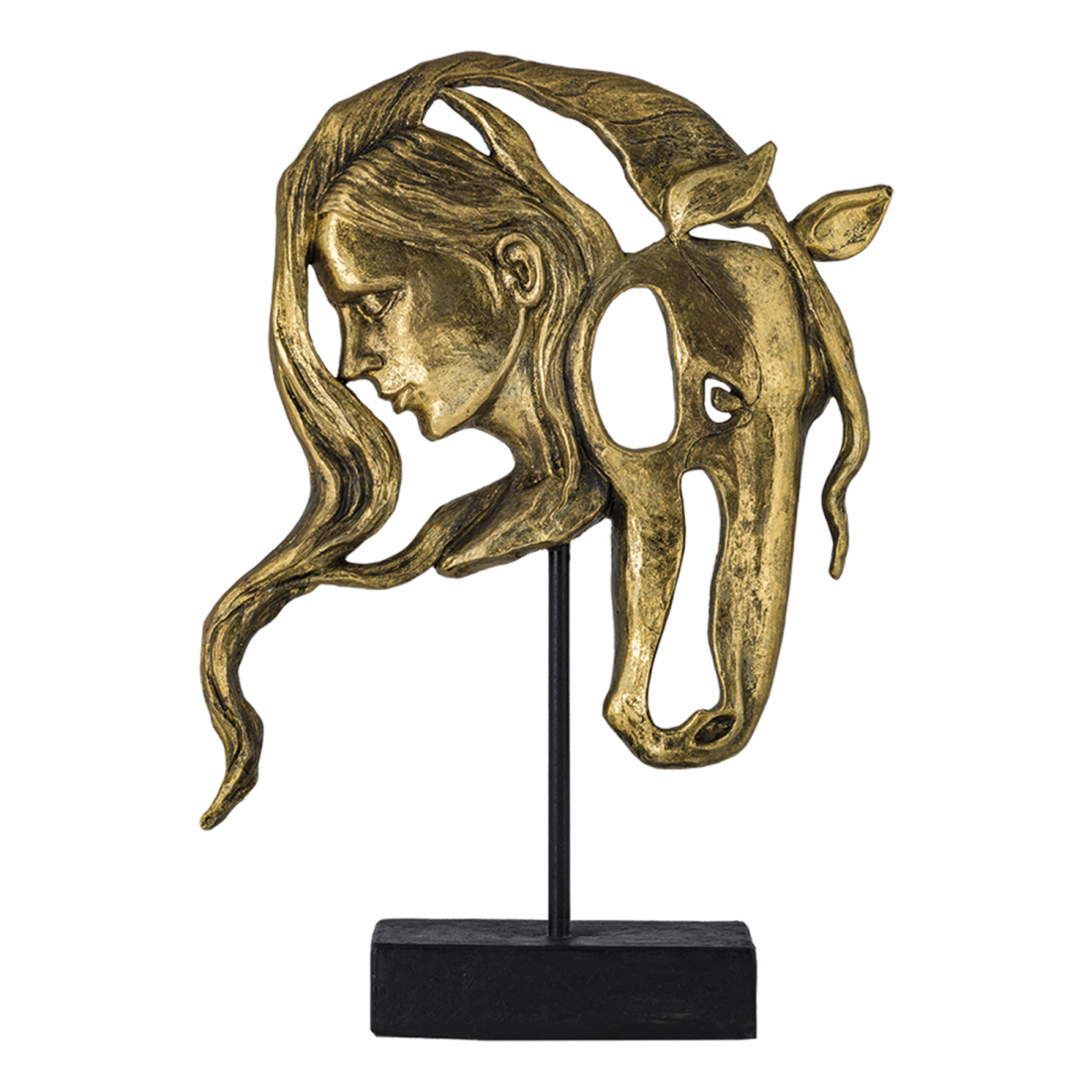 Sculpture 'Opium Woman With Gold Horse'