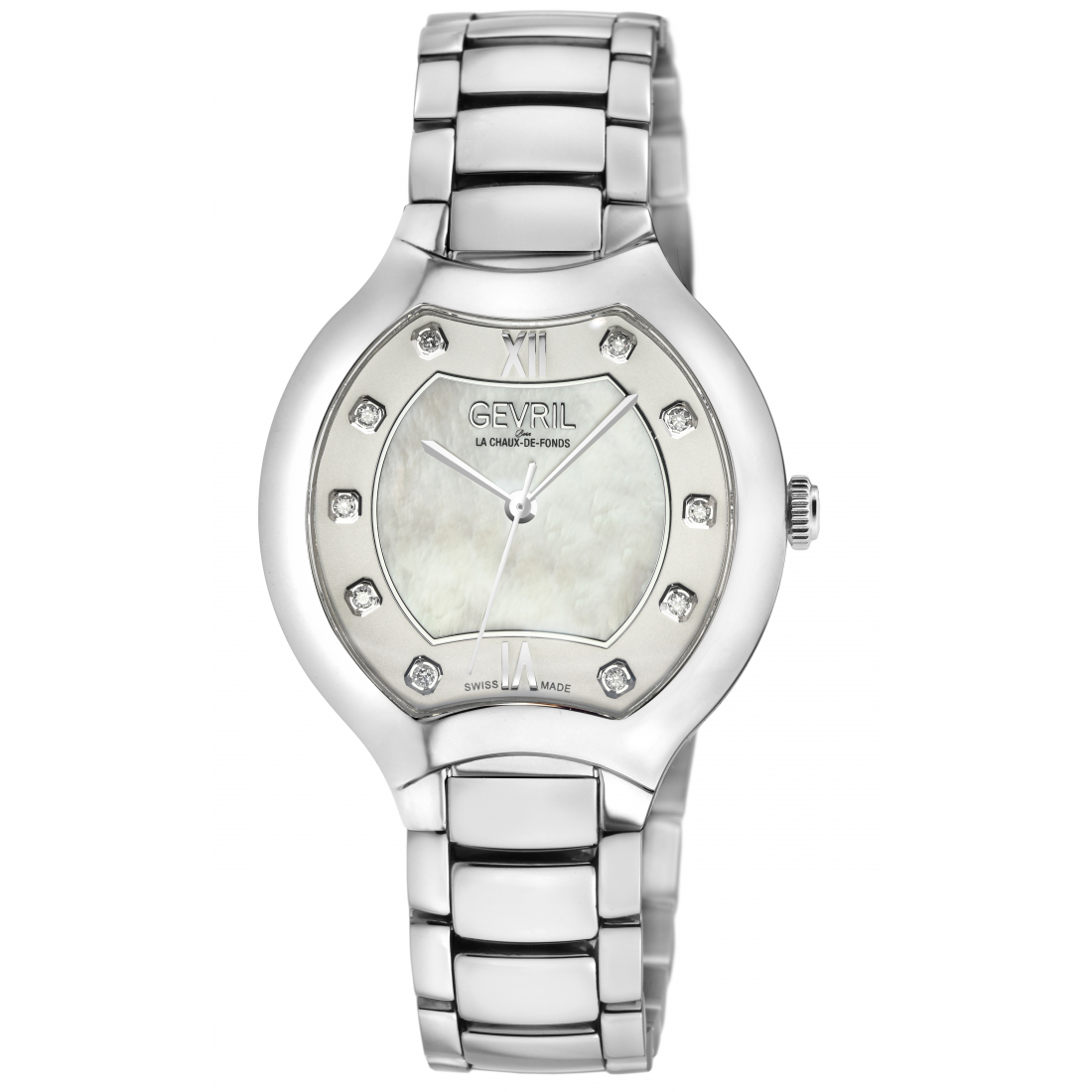 Women's Lugano Swiss Diamond Watch, White Mop Dial,316L Stainless Steel Case, 316L Stainless Steel Bracelet Watch