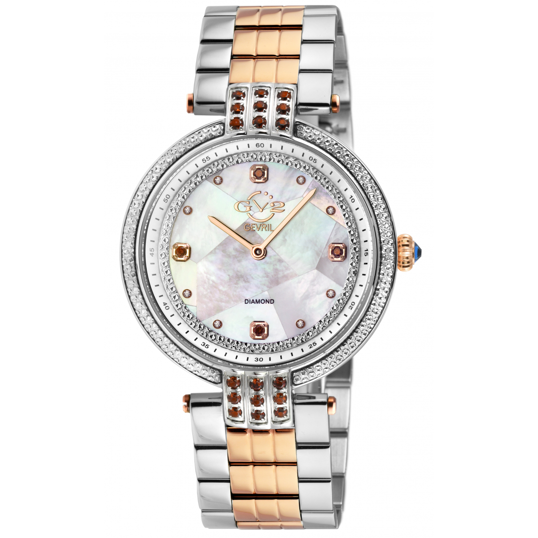 Gv2 Matera Women's Swiss Quartz White Mother Of Pearl Dial Ss/Iprg Stainless Steel Bracelet