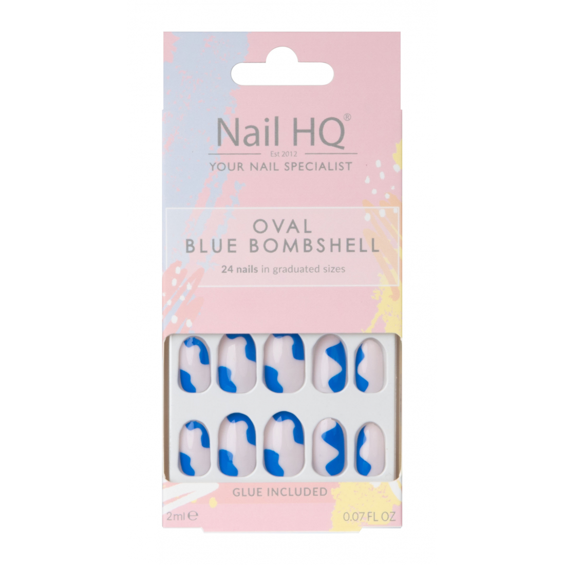 'Oval Blue Bombshell' Falsche Nägel -24 Stücke