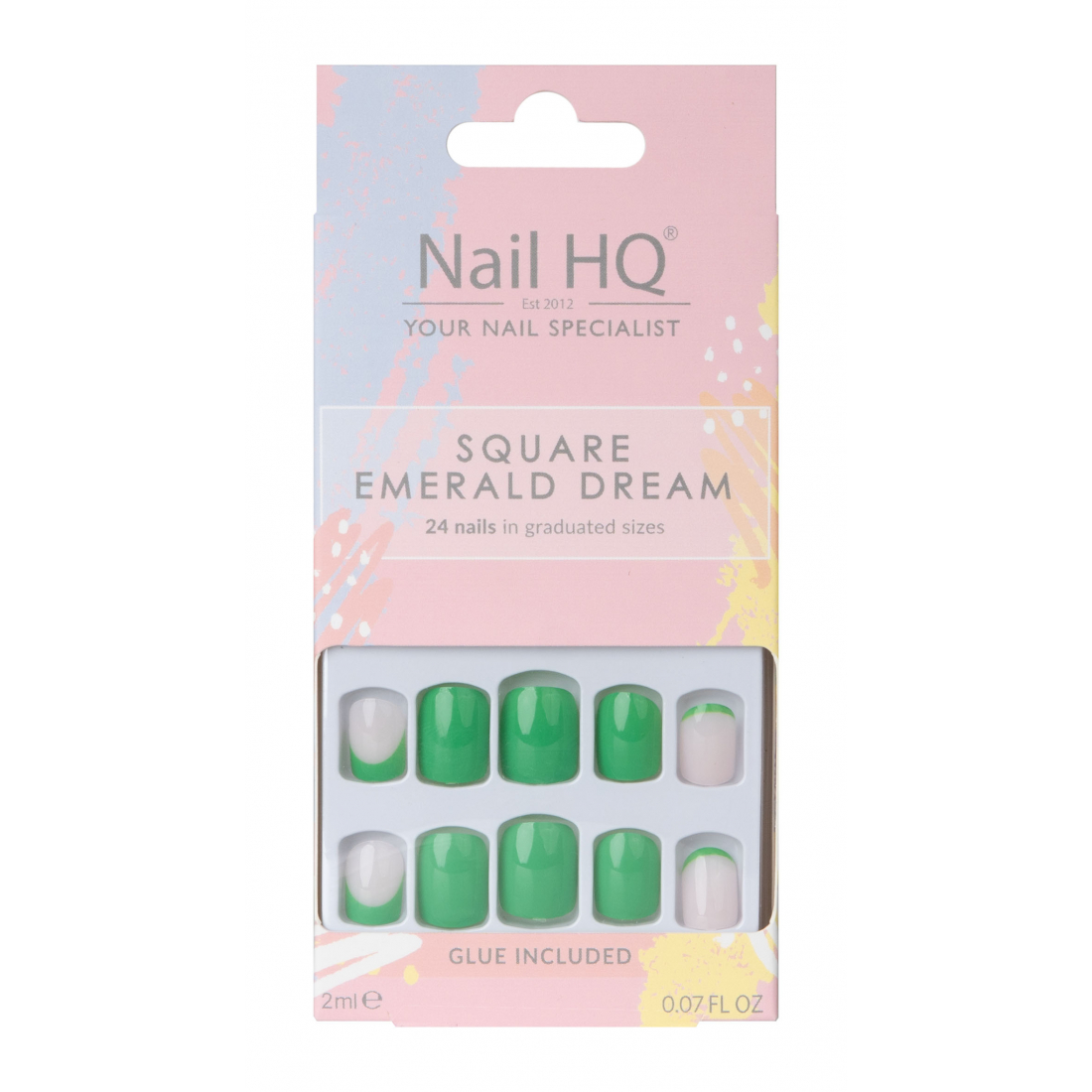 Faux Ongles 'Square Emerald Dream' -24 Pièces