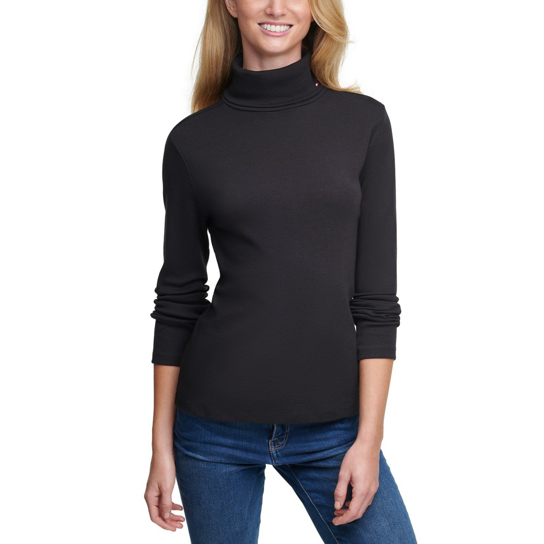 Long Sleeve Cotton Turtleneck Top für Damen