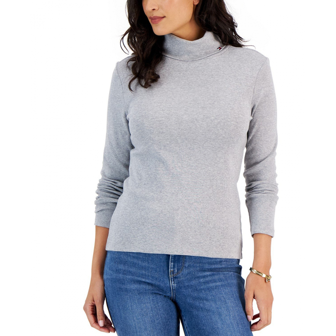 Long Sleeve Cotton Turtleneck Top für Damen