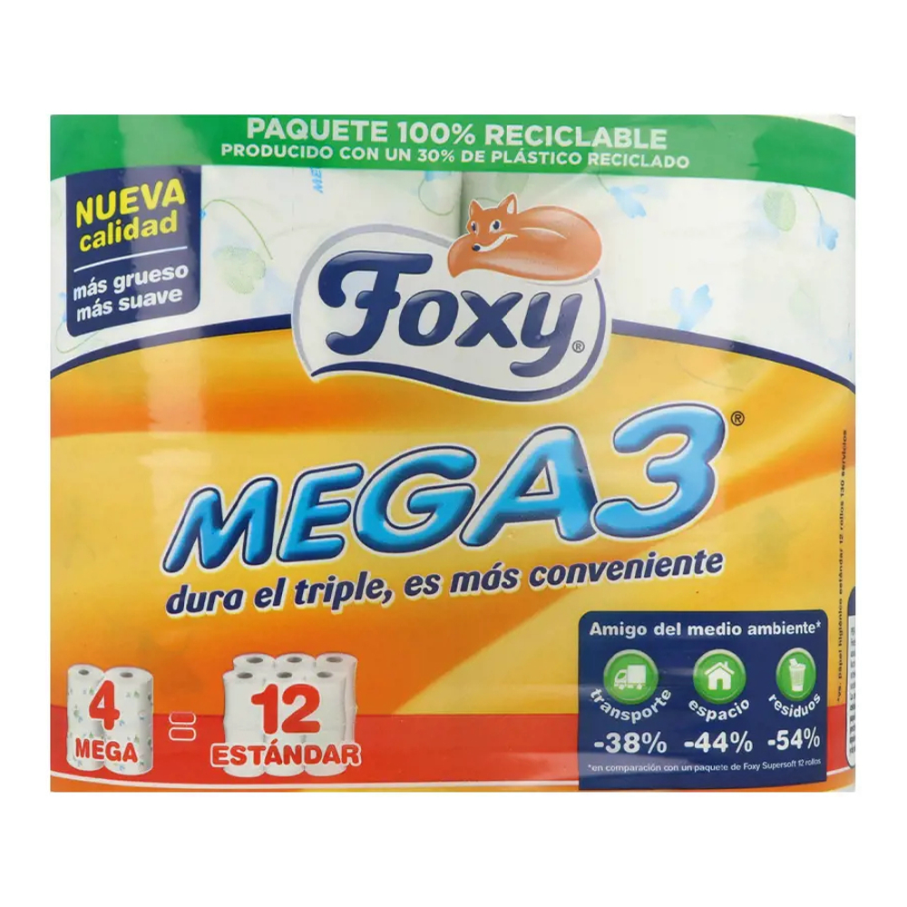 Papier hygiénique 'Mega3 Triple Duration' - 4 Pièces