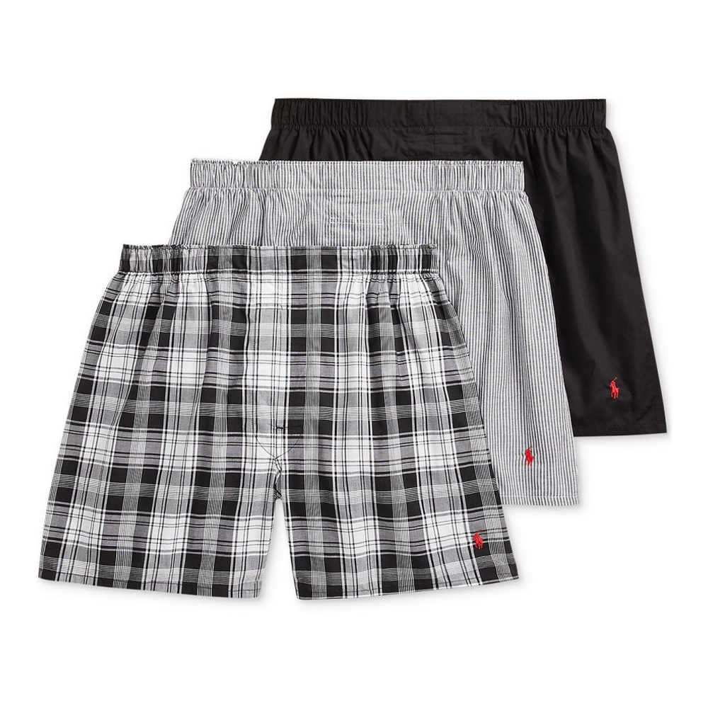 Men's Classic Woven Cotton Boxers - 3 Pieces