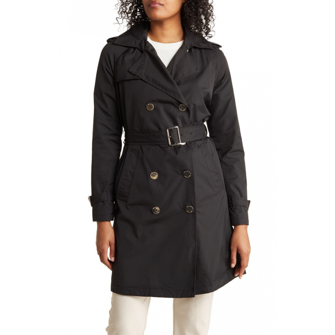 Women's 'Belted Removable Hood' Trench Coat