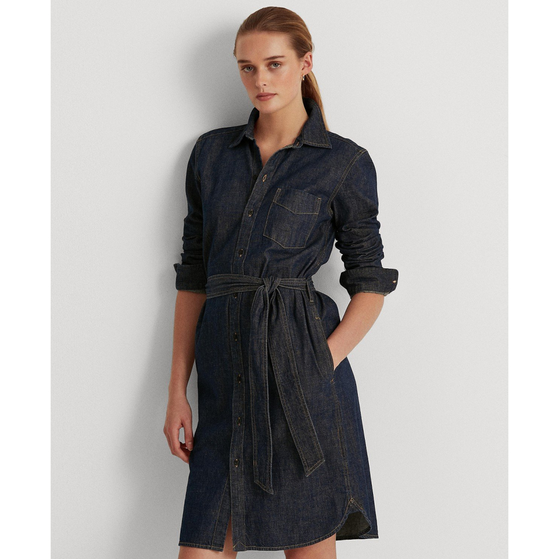 Robe chemise 'Belted Denim' pour Femmes