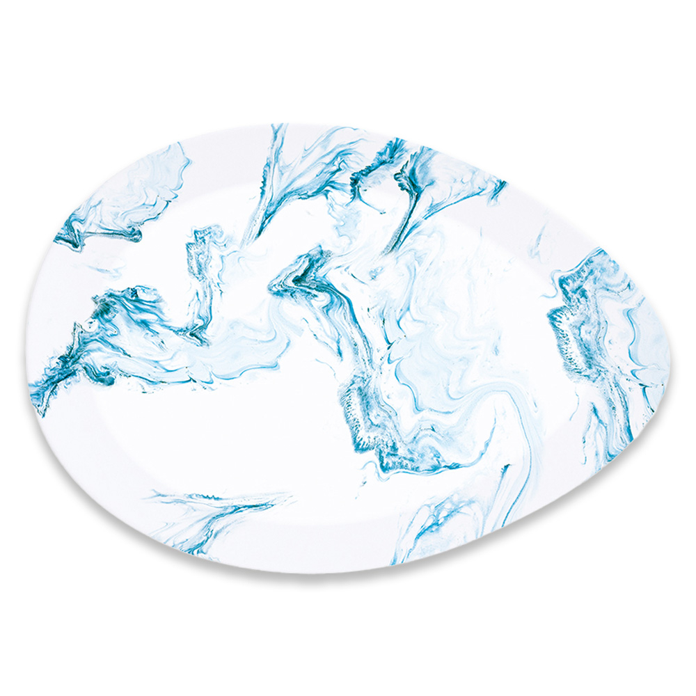 Porcelain Serving Platter 36X25cm in Color Box Aqua