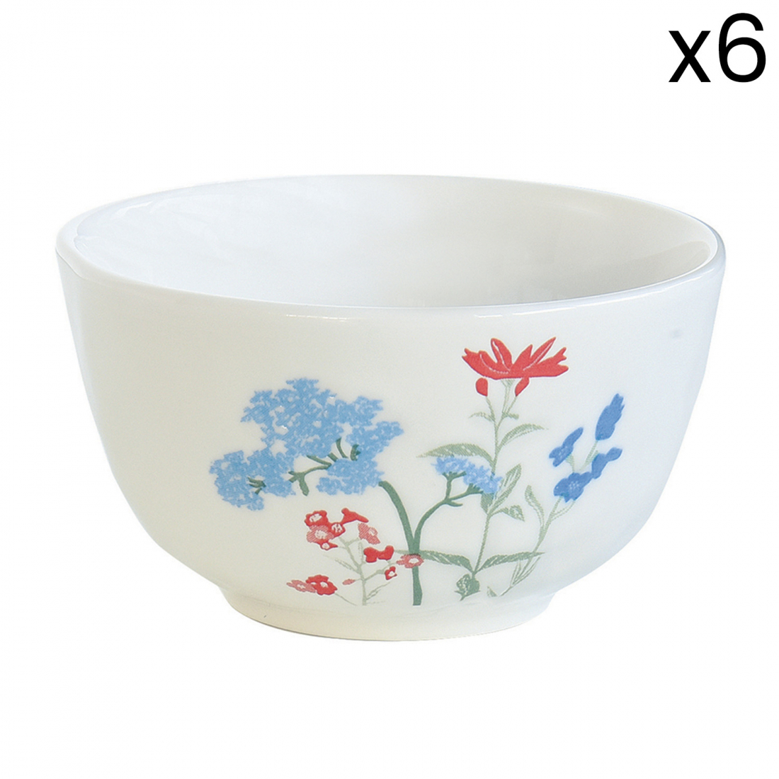 6 Porcelain Bowls Ø 11 Cm Mille Fleurs Blue