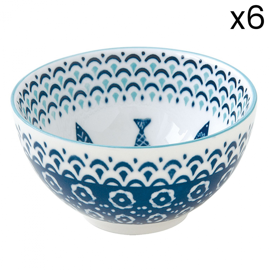 Set 6 Porcelain Bowls Dia. 10cm Sea Shore