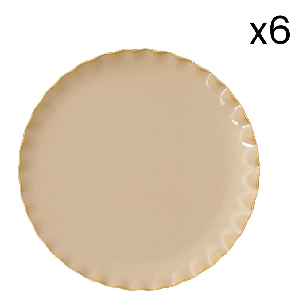 6 assiettes en porcelaine Ø 16 cm ONDE SAND