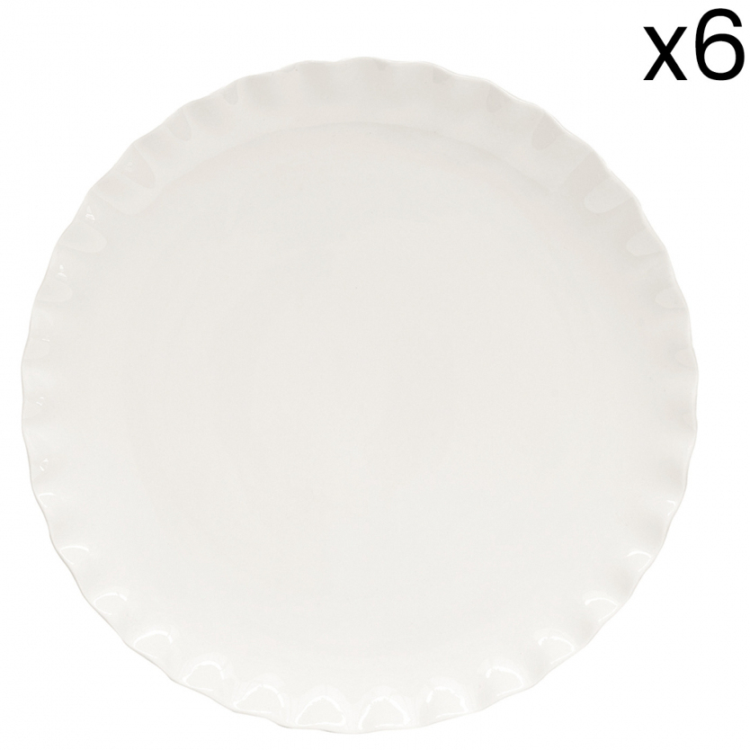 6 Porcelain Side Plates Ø 16 Cm Onde White