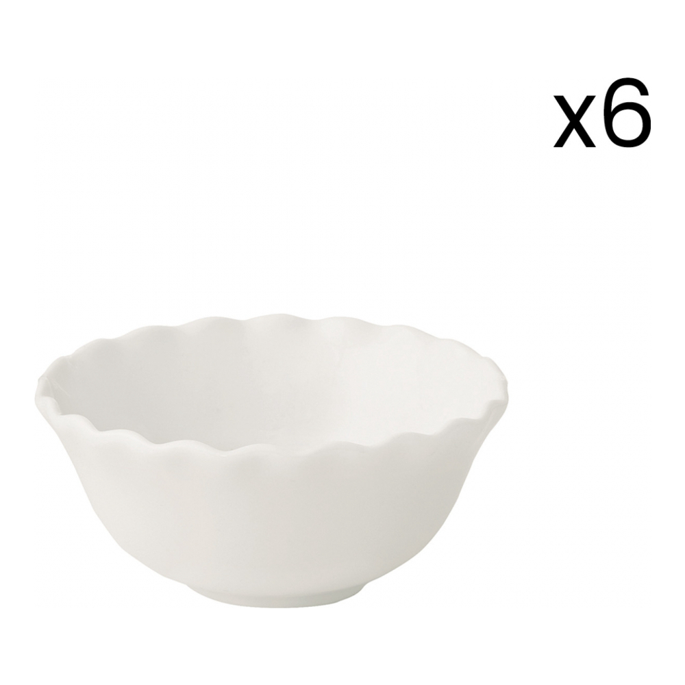 6 Porcelain Bowls Ø 10 Cm Onde White