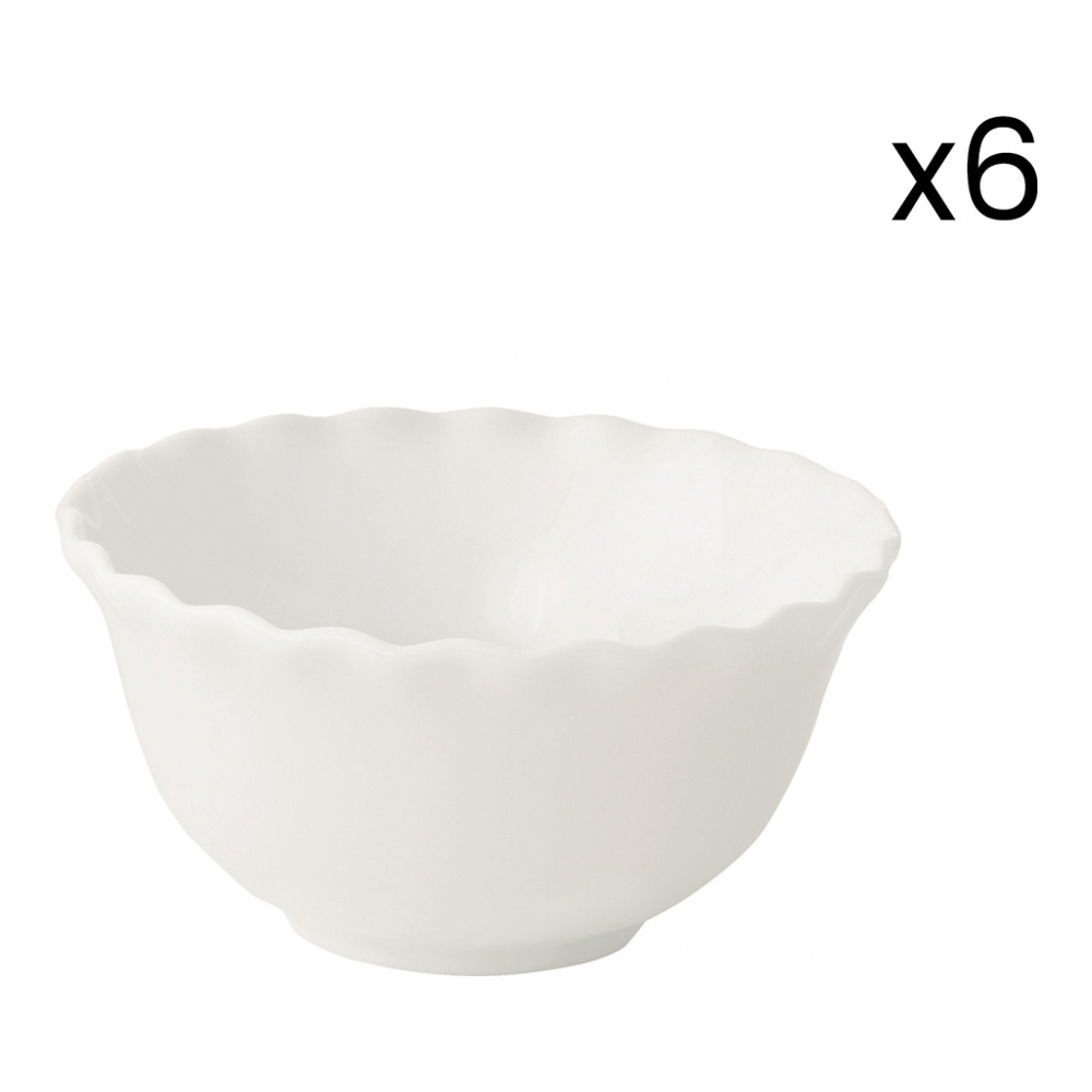 6 Porcelain Bowls Ø 12 Cm Onde White