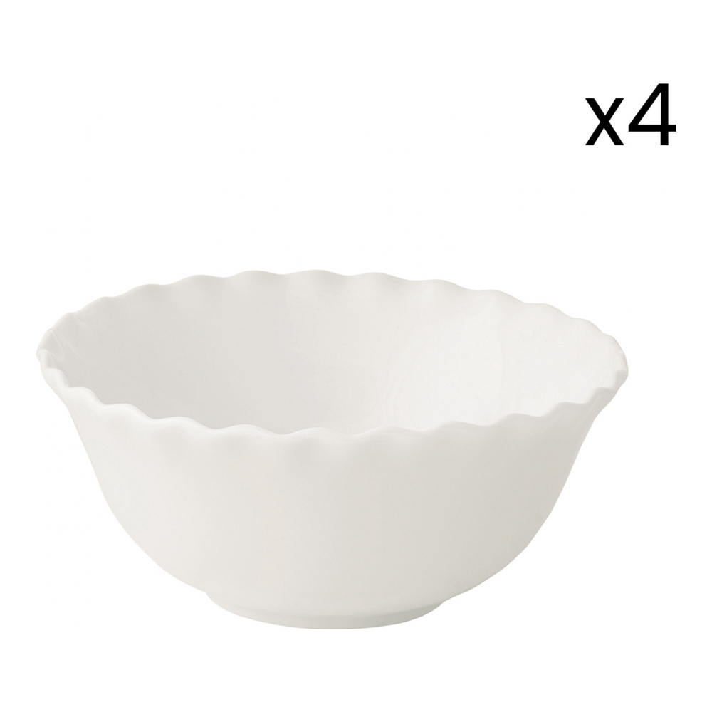 4 Porcelain Bowls Ø 16 Cm Onde White