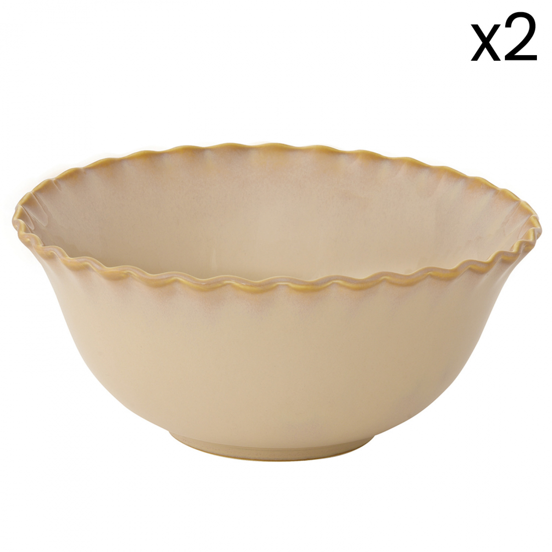 2 Porcelain Bowls Ø 20 Cm Onde Sand
