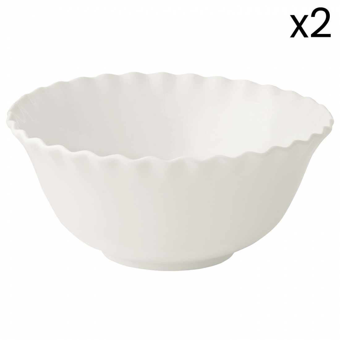 2 Porcelain Bowls Ø 20 Cm Onde White