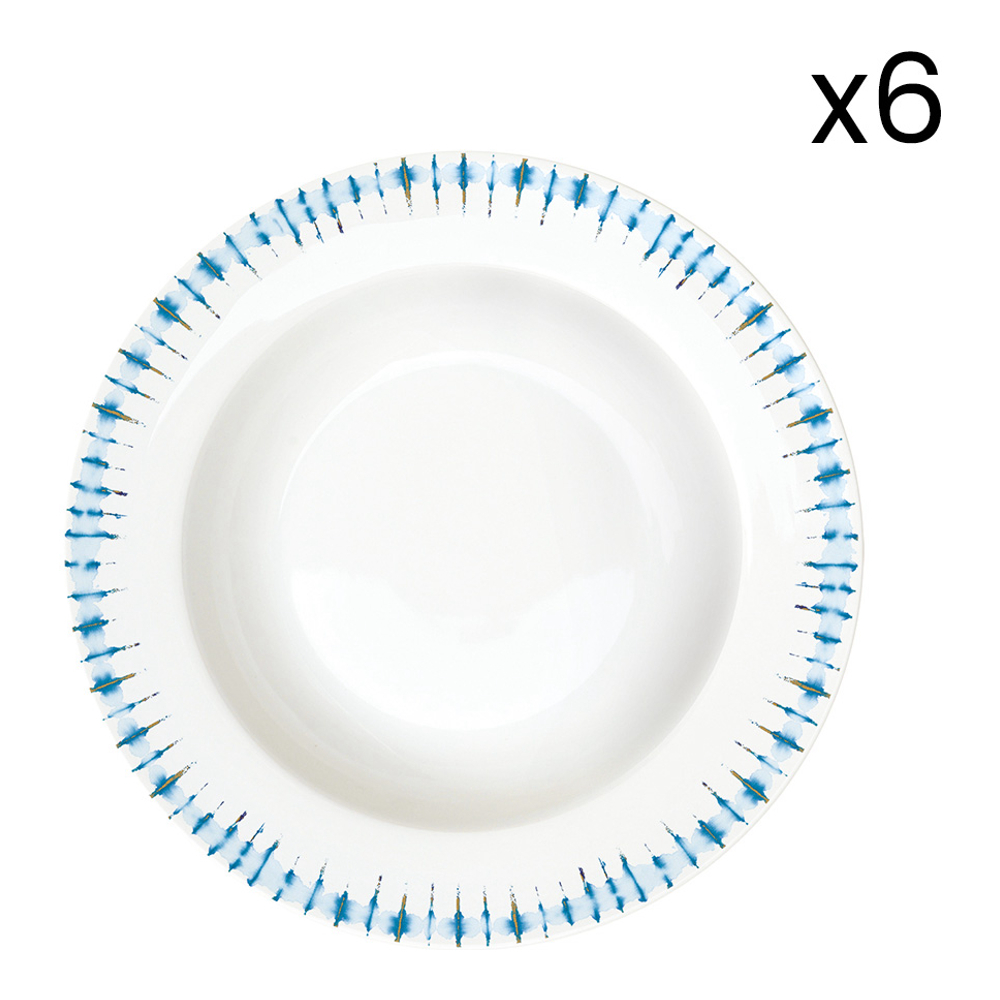 Set 6 Porcelain Soup Plate Ø 21.5cm Shibori