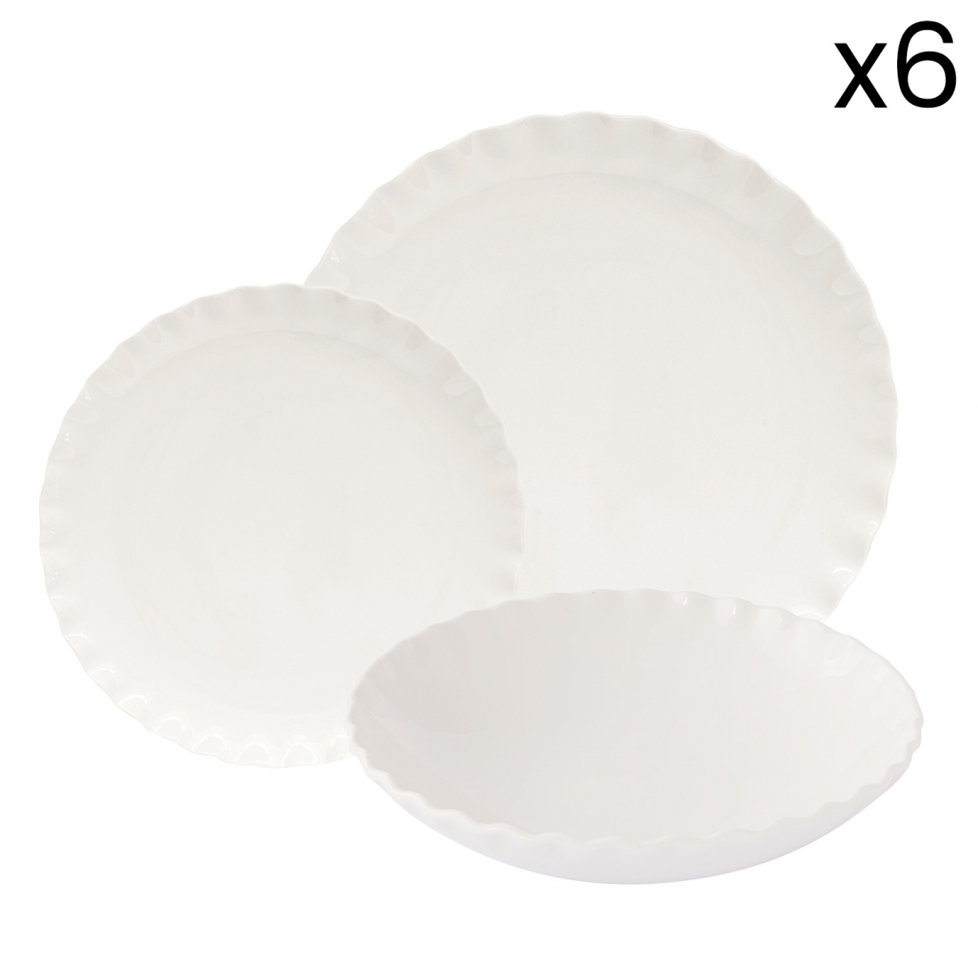 Set 18 Plates (6 Side Plates. 6 Soup Plates. 6 Dinner Plates) - Onde