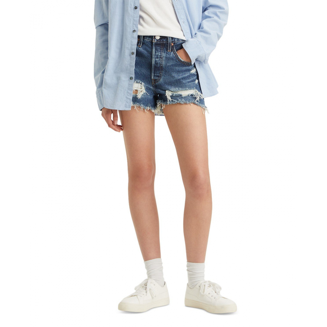 Women's '501® Mid-Thigh High Rise Straight Fit' Denim Shorts