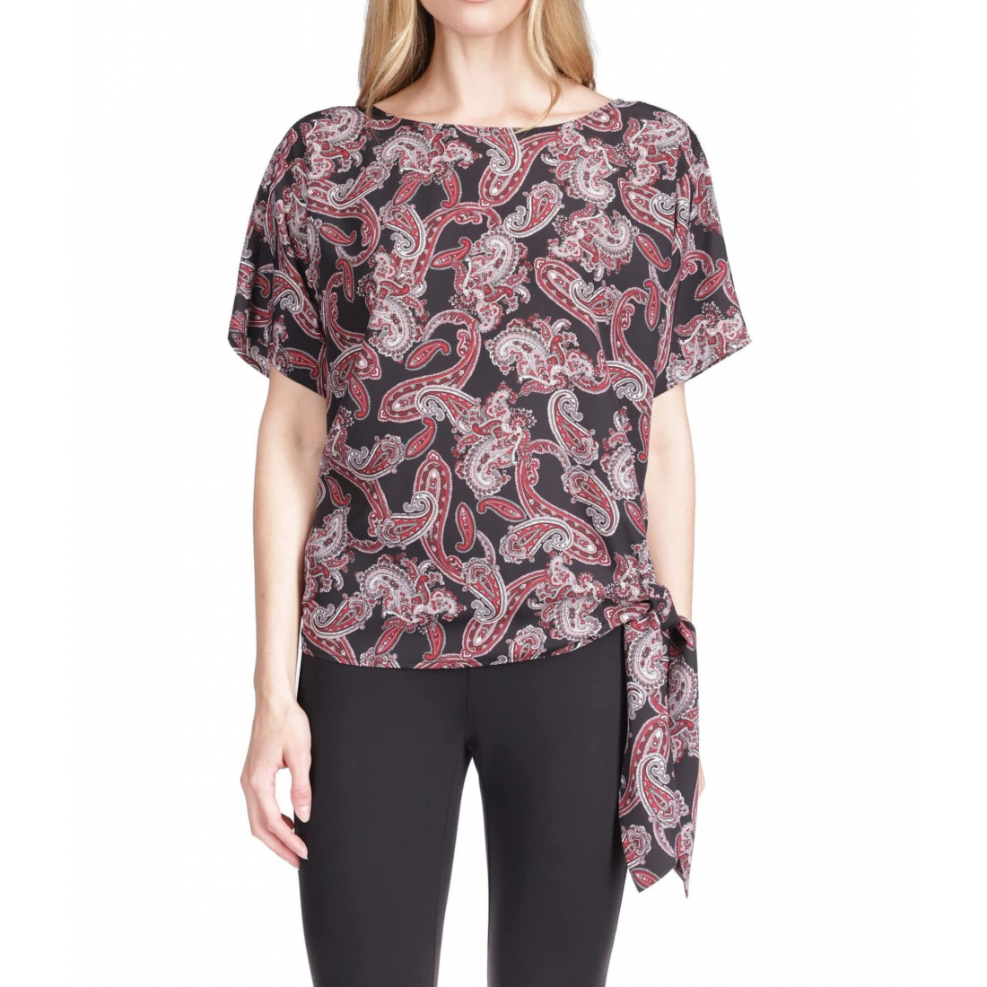 'Pop French Paisley Tie' Kurzarm Top für Damen