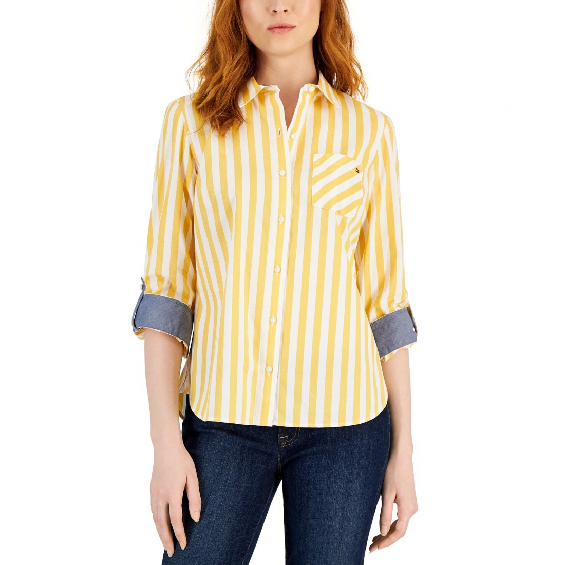 Women's 'Striped Roll Tab' Shirt