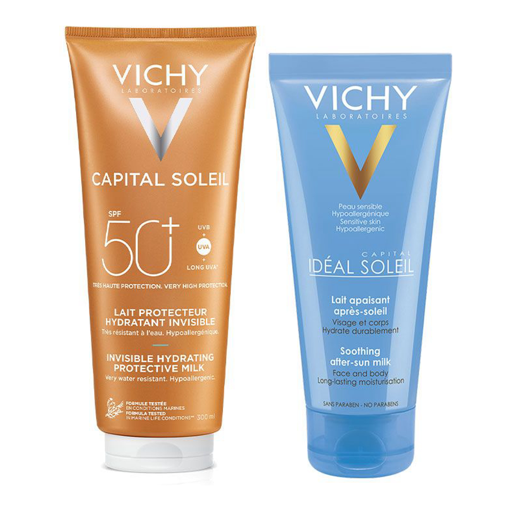 Set de soins solaires 'Lait Protecteur Hydratant Invisible SPF50 + Lait Apaisant Après-' - 2 Pièces