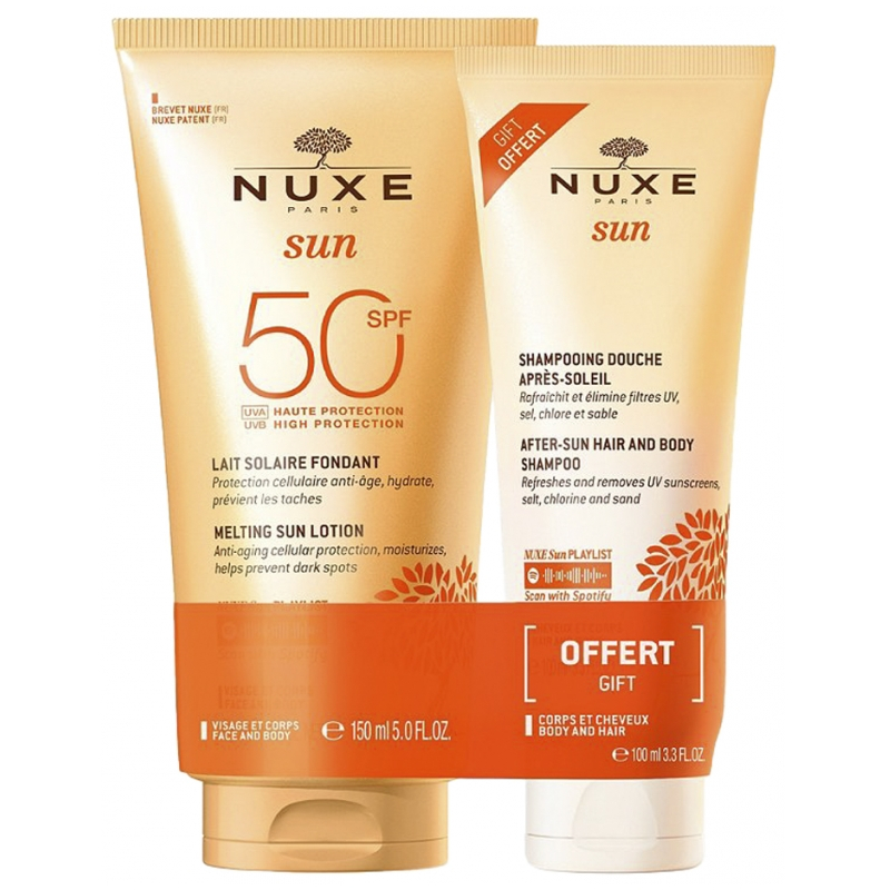 sun Duo Lait Solaire Fondant Haute Protection SPF50 et Shampooing Douche après-soleil - 2 Pièces