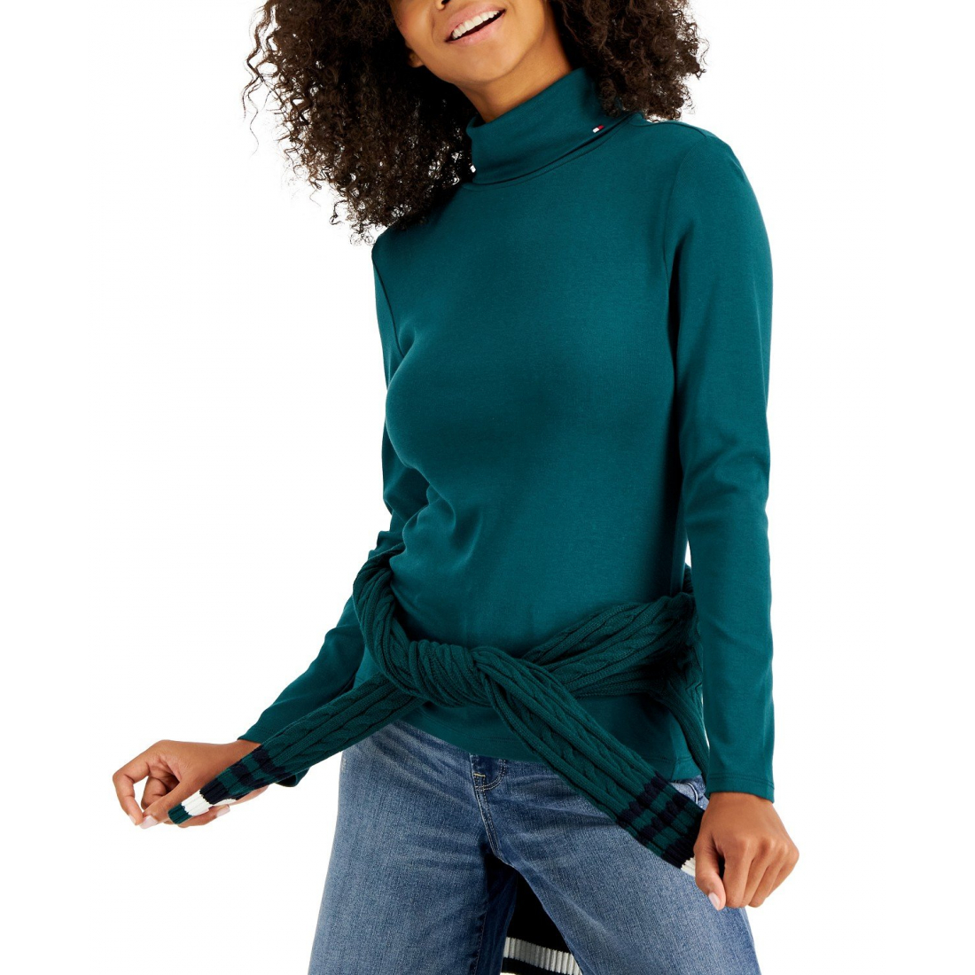 Long Sleeve Cotton Turtleneck Top für Damen